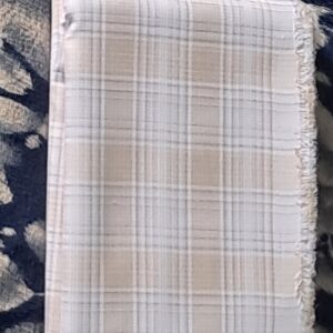 Premium Beige and white checkered Cotton Unstitched Shirt.