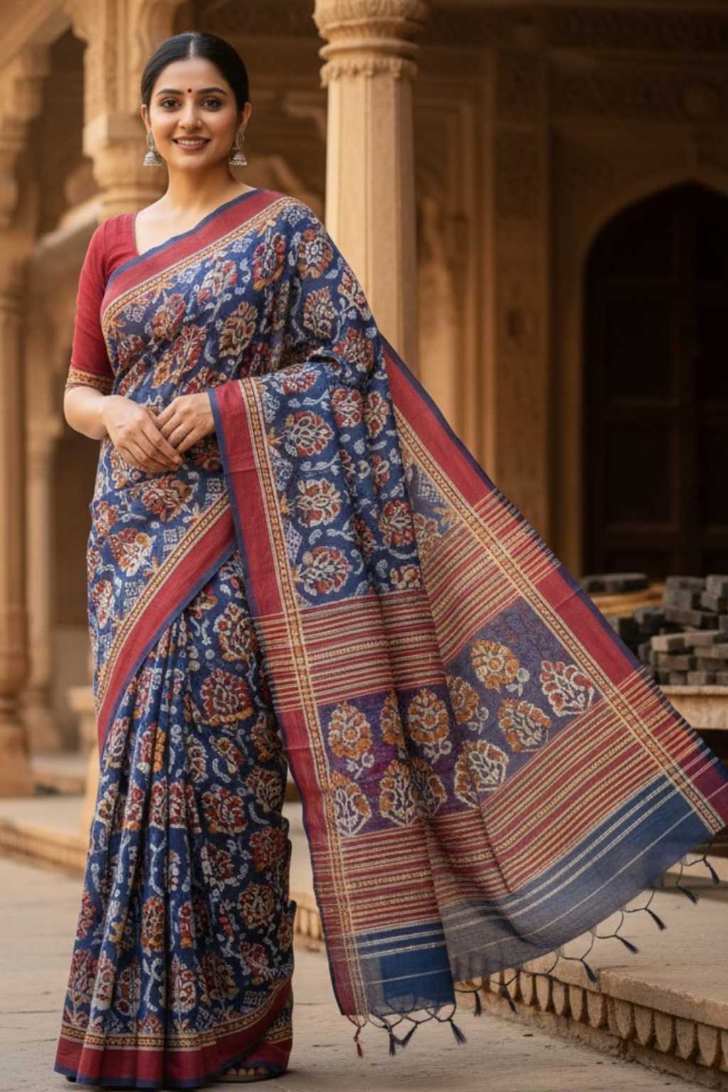 Traditional Block Print Cotton Saree