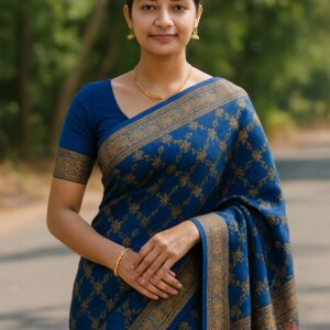 Teal Blue Banarasi Silk Saree